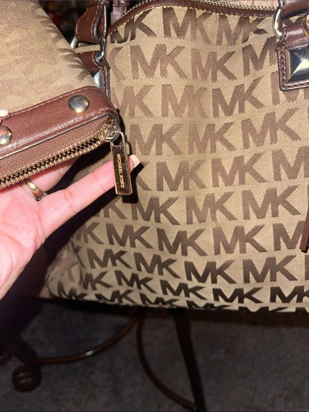 Michael Kors Brown MK Signature Logo Duffel Bag